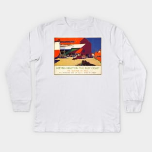 Vintage Travel - Quicker by Rail Kids Long Sleeve T-Shirt